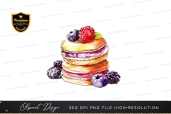 Stack of pancakes with berries clipart png Product Image 1