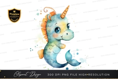 Whimsical unicorn seahorse clipart png Product Image 1