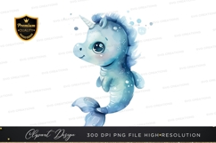Blue seahorse unicorn clipart png Product Image 1