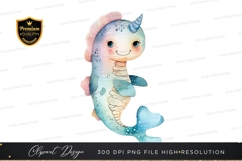 Whimsical narwhal clipart png Product Image 1
