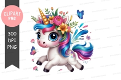 Magical unicorn with flowers and butterflies Product Image 1