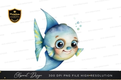 Cartoon blue fish clipart png Product Image 1