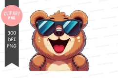 Happy bear with sunglasses clipart png Product Image 1