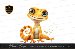 Happy cartoon gecko clipart png Product Image 1