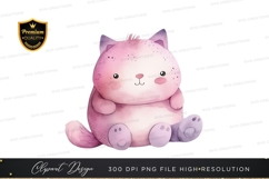 Adorable pink cat clipart png Product Image 1