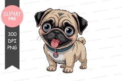 Happy pug puppy clipart png Product Image 1