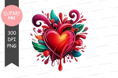 Colorful heart with floral design clipart png Product Image 1
