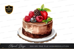 Delicious chocolate cake with berries clipart png Product Image 1