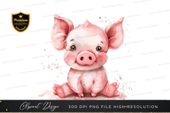 Adorable pink piglet clipart png Product Image 1