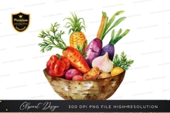 Basket of fresh vegetables clipart png Product Image 1