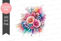 Vibrant flower bouquet clipart png Product Image 1