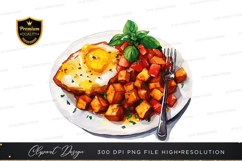 Delicious breakfast plate clipart png Product Image 1