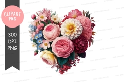 Heart-shaped floral bouquet clipart png Product Image 1