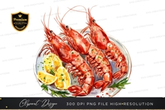 Plate of shrimp with lemon Product Image 1