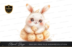 Cute bunny with easter eggs clipart png Product Image 1