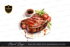 Grilled steak with sauce and garnishes Product Image 1