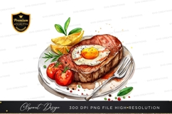 Gourmet steak with egg and lemon Product Image 1