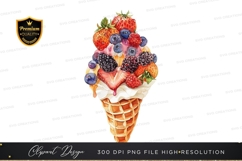 Ice cream cone with berries clipart png Product Image 1
