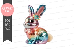 Colorful glitter bunny clipart png Product Image 1