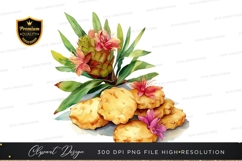 Tropical pineapple with flowers clipart png Product Image 1
