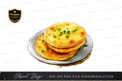 Stack of pancakes with syrup and chives Product Image 1
