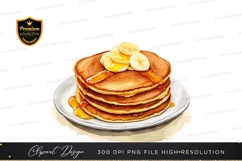 Stack of pancakes with banana slices Product Image 1