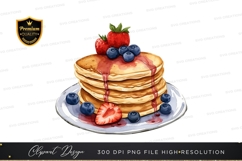 Stack of pancakes with berries clipart png Product Image 1