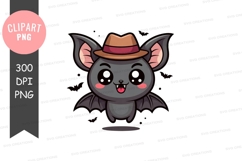 Cute bat with hat clipart png Product Image 1