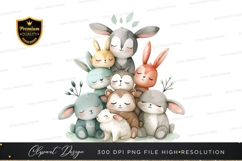 Sleeping bunny family clipart png Product Image 1