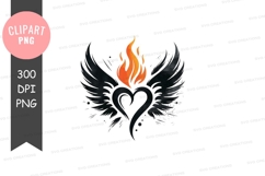 Flame-heart with wings clipart png Product Image 1