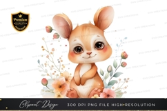 Adorable bunny with flowers clipart png Product Image 1