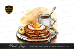 Delicious breakfast with pancakes and coffee Product Image 1