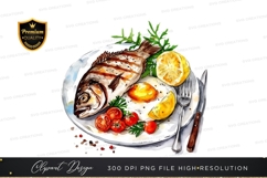 Grilled fish with lemon and tomatoes Product Image 1