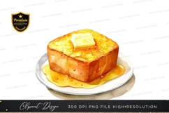 Delicious french toast with butter and syrup Product Image 1