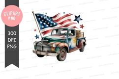Patriotic vintage truck clipart png Product Image 1