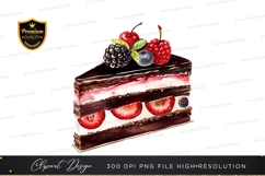 Delicious chocolate cake with berries clipart png Product Image 1