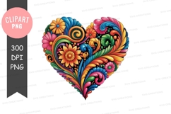 Colorful floral heart clipart png Product Image 1