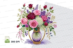 Floral bouquet in vase clipart png Product Image 1