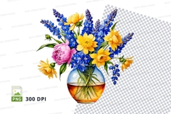 Vase with colorful flowers clipart png Product Image 1