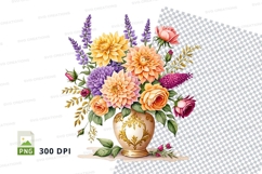 Floral bouquet in vase clipart png Product Image 1