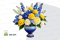 Floral bouquet in blue vase clipart png Product Image 1