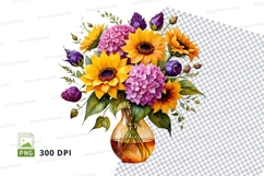 Floral bouquet in vase clipart png Product Image 1
