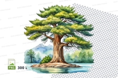 Watercolor tree on small island mockup Product Image 1