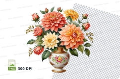 Floral bouquet in vase clipart png Product Image 1