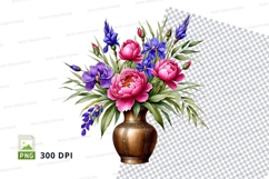 Flower bouquet in vase png Product Image 1