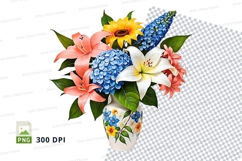 Floral bouquet in vase clipart png Product Image 1