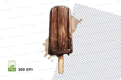 Chocolate ice cream pop on wooden stick mockup Product Image 1
