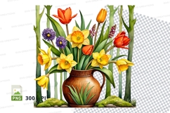 Flower bouquet in vase clipart png Product Image 1