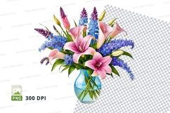 Flower bouquet in vase clipart png Product Image 1
