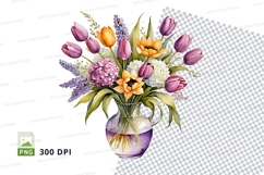 Floral bouquet in vase clipart png Product Image 1